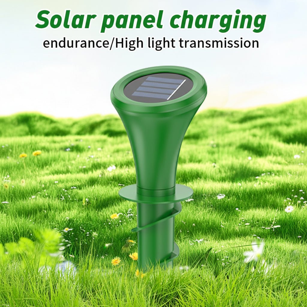 VERDAGUARD – Repelente solar de topos con vibración silenciosa para protección ecológica del jardín