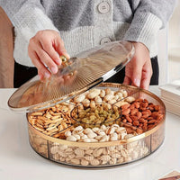 Divided Serving Tray with Lid - Durable Plastic Snack Organizer for Fruits & Nuts 0