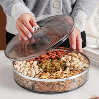 Divided Serving Tray with Lid - Durable Plastic Snack Organizer for Fruits & Nuts 1
