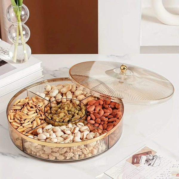 SNACKLIVA – Plateau de service à snacks compartimenté avec couvercle