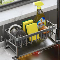 Durable Kitchen Sink Caddy Organizer - Rust-Resistant Metal Sponge Holder with Drain Tray 5