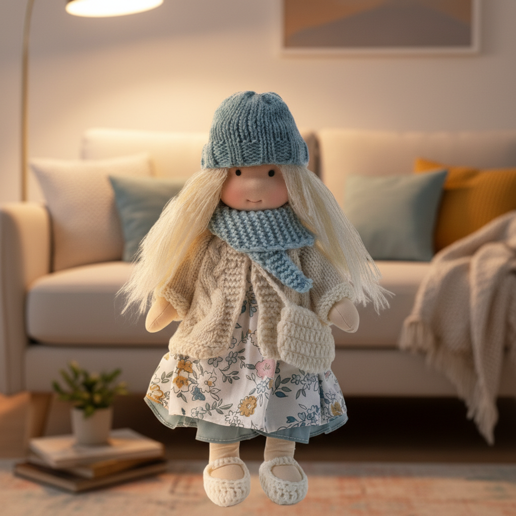 ELORA – Handmade Waldorf Doll Made of Cotton for Creative Play 0