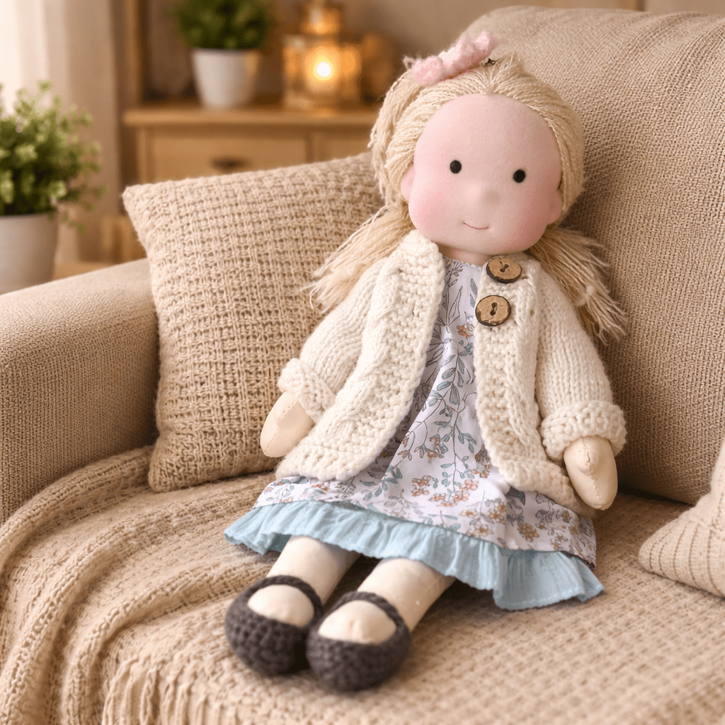 ELORA – Handmade Waldorf Doll Made of Cotton for Creative Play 11