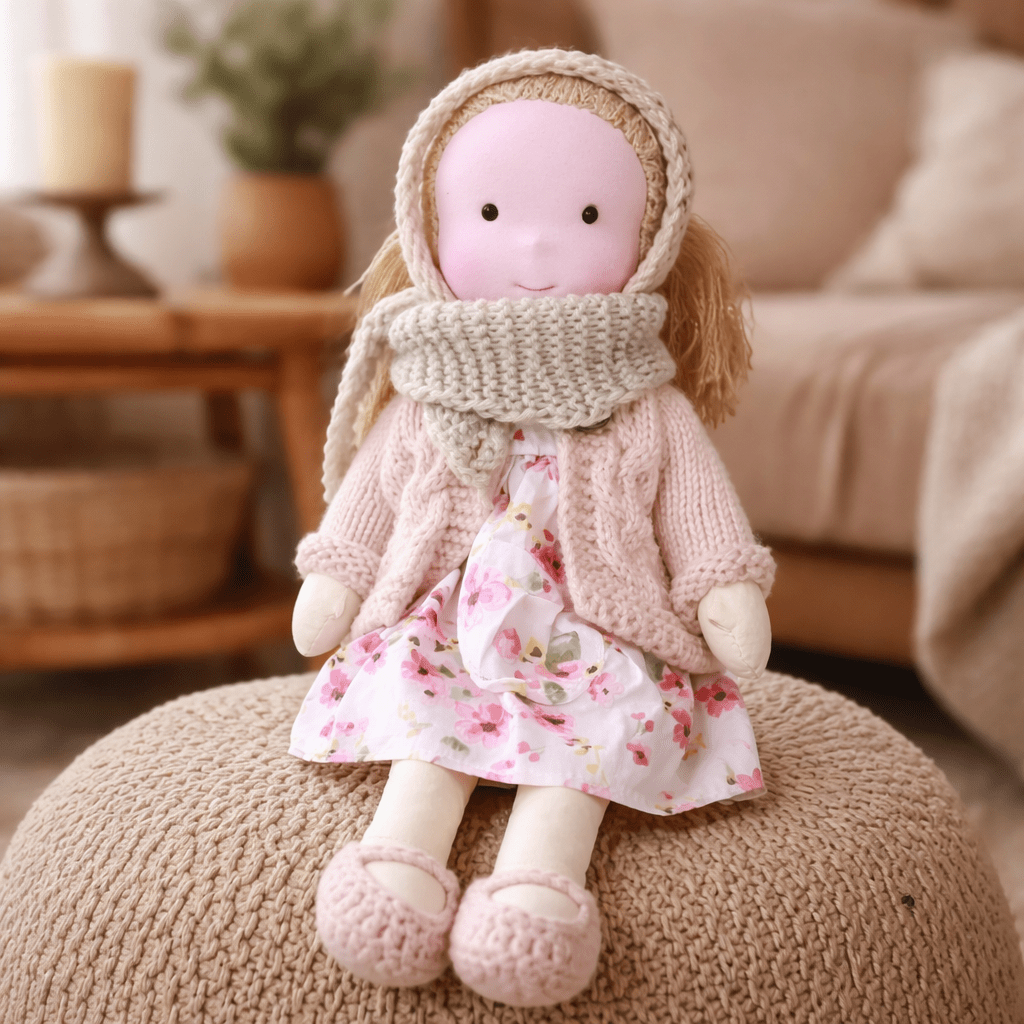 ELORA – Handmade Waldorf Doll Made of Cotton for Creative Play 30