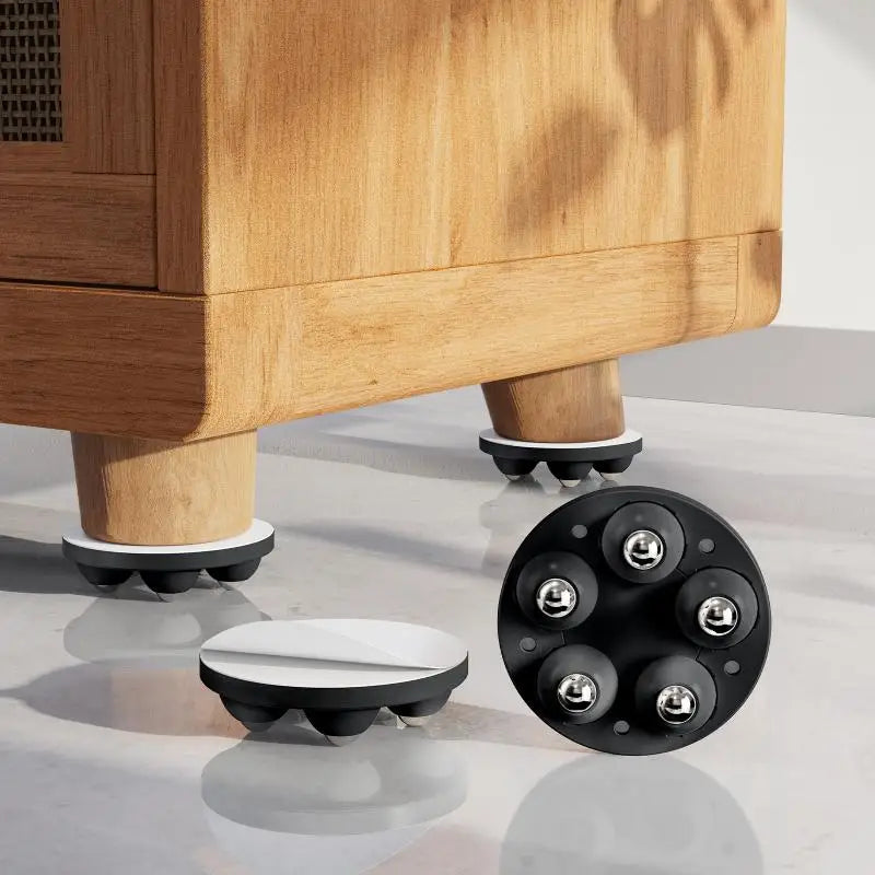 Eary - 4pcs Adjustable Movable Furniture Leg Pads with 5 Wheel Rollers 0