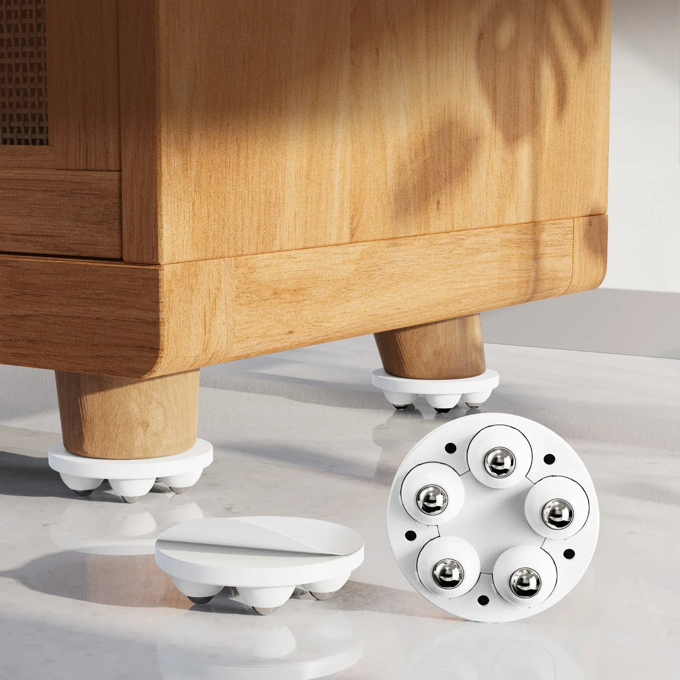 Eary - 4pcs Adjustable Movable Furniture Leg Pads with 5 Wheel Rollers 7