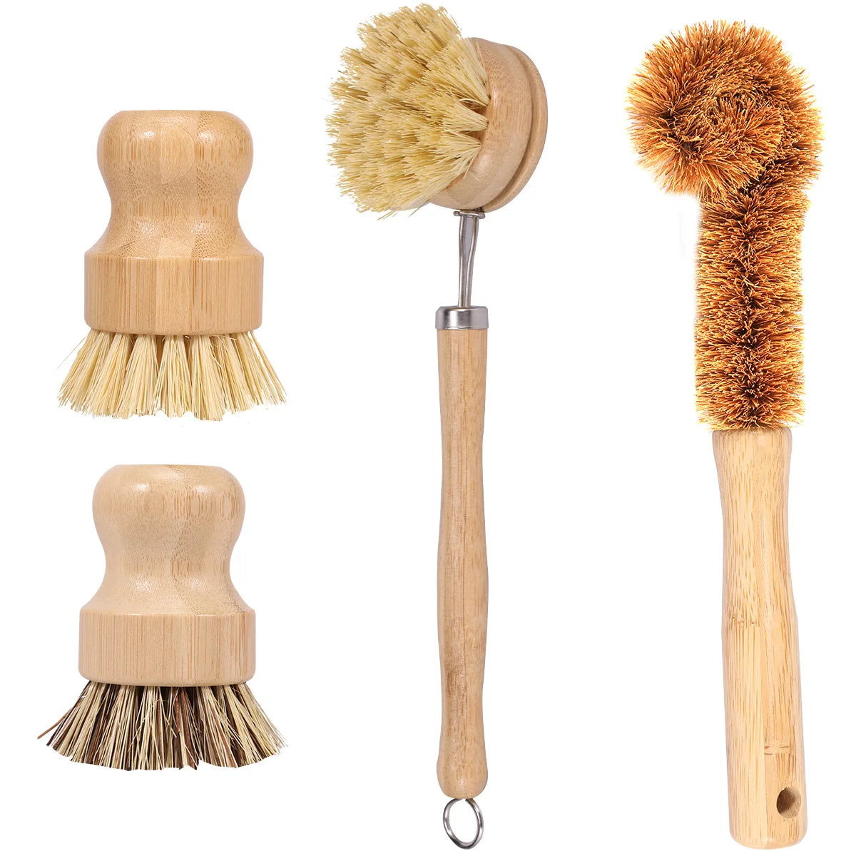 Eco-Friendly Bamboo Dish Brush Set - Versatile Kitchen Cleaning Utensils 7