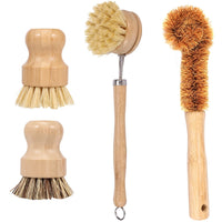 Eco-Friendly Bamboo Dish Brush Set - Versatile Kitchen Cleaning Utensils 7
