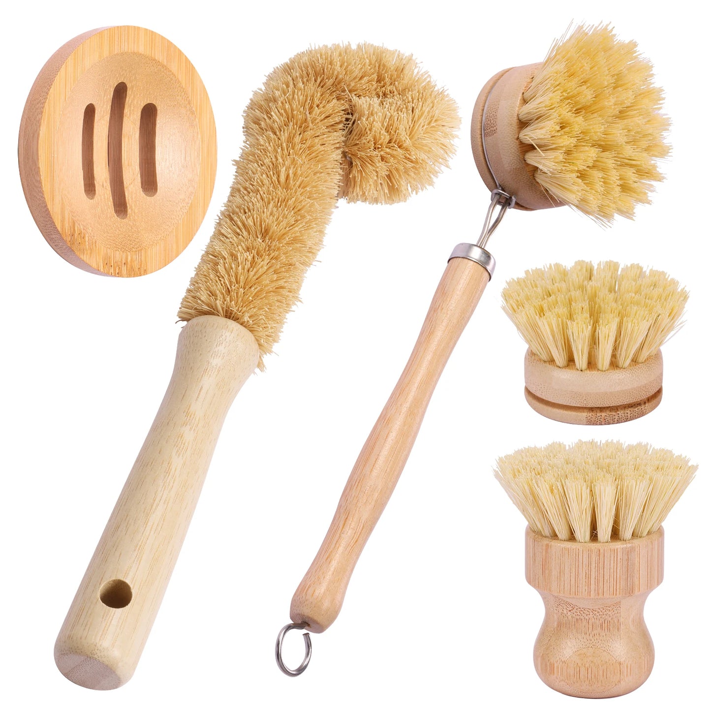 Eco-Friendly Bamboo Dish Brush Set - Versatile Kitchen Cleaning Utensils 9
