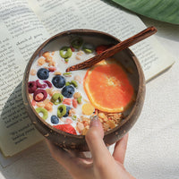 Eco-Friendly Coconut Shell Bowl Set - Natural Serving Dishes for Salad & Fruit 1