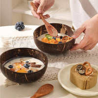 Eco-Friendly Coconut Shell Bowl Set - Natural Serving Dishes for Salad & Fruit 2