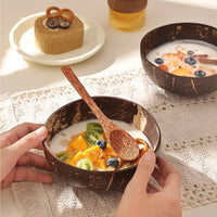 Eco-Friendly Coconut Shell Bowl Set - Natural Serving Dishes for Salad & Fruit 3