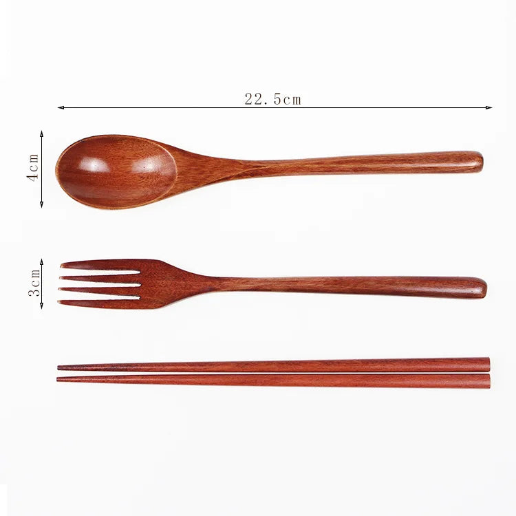 Eco-Friendly Wooden Cutlery Set - Portable Spoon, Fork & Chopsticks with Unique Design 5
