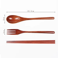 Eco-Friendly Wooden Cutlery Set - Portable Spoon, Fork & Chopsticks with Unique Design 5