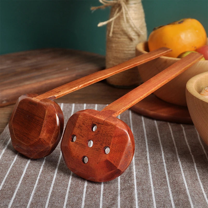 Eco-Friendly Wooden Soup Spoon Set - Durable Ramen & Hot Pot Utensils 4