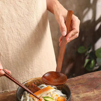 Eco-Friendly Wooden Soup Spoon Set - Durable Ramen & Hot Pot Utensils 5