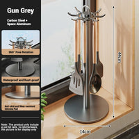 Efficient Kitchen Utensil Holder - Rotating Utensil Organizer with 8 Hooks 6