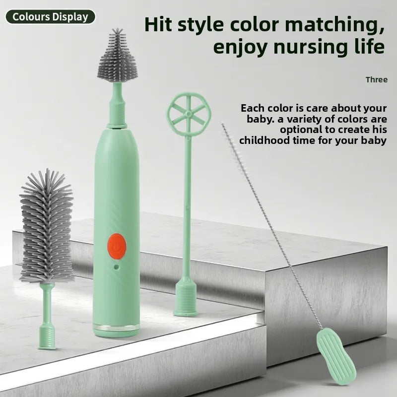 Electric Bottle Brush Set - 360° Rotating Silicone Bottle Cleaning Tool 1