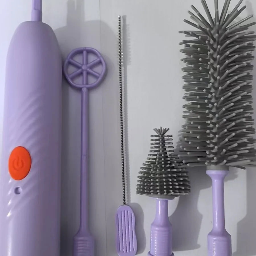 Electric Bottle Brush Set - 360° Rotating Silicone Bottle Cleaning Tool 6