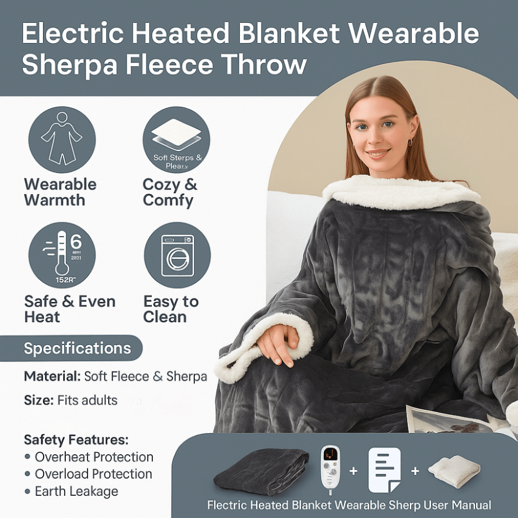 WARMHAVEN – Couverture chauffante portable pour une détente douillette
