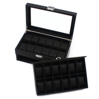 Elegant 2-Layer Watch Box for Men - 24 Compartments Watch Display Case with Glass Top 2