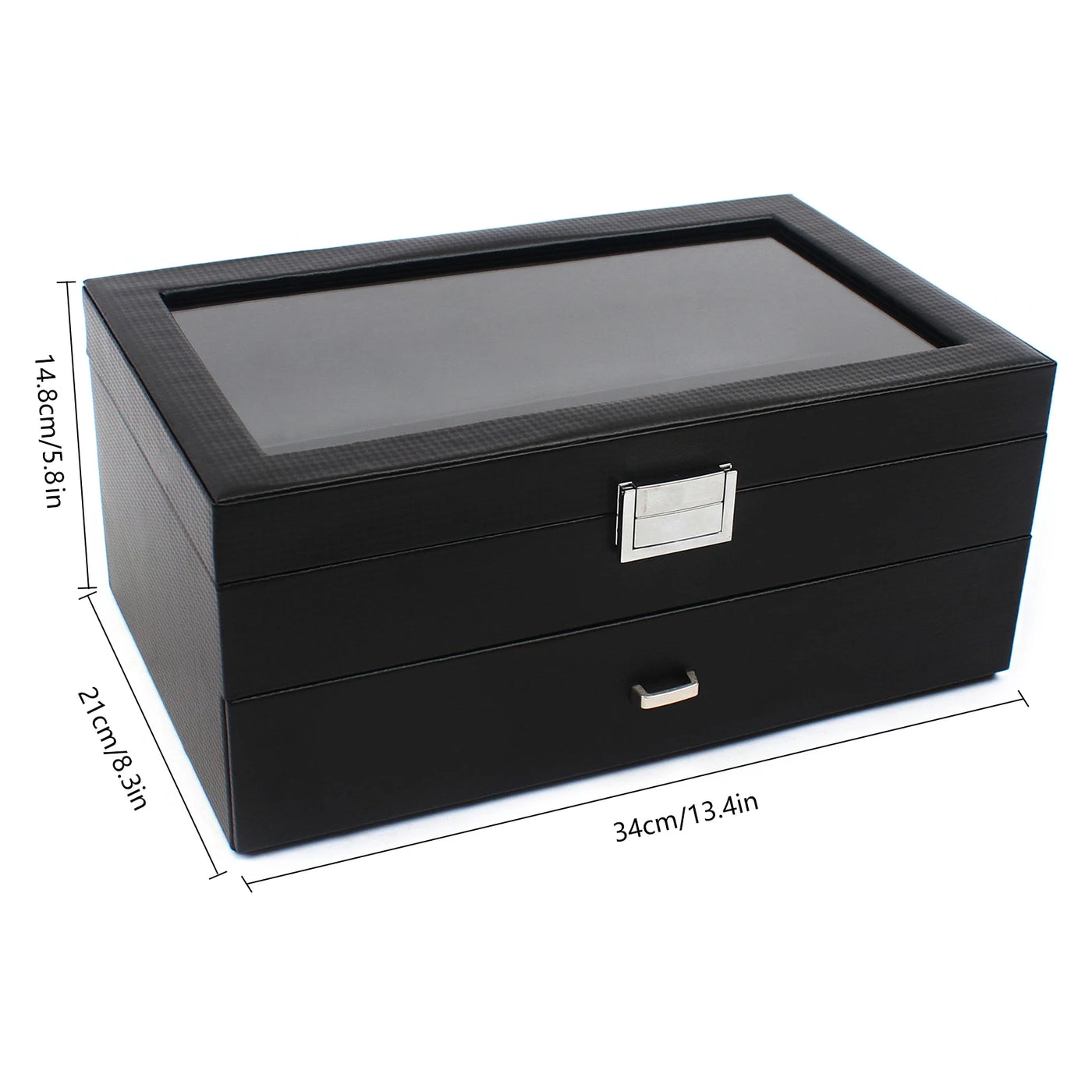 Elegant 2-Layer Watch Box for Men - 24 Compartments Watch Display Case with Glass Top 5