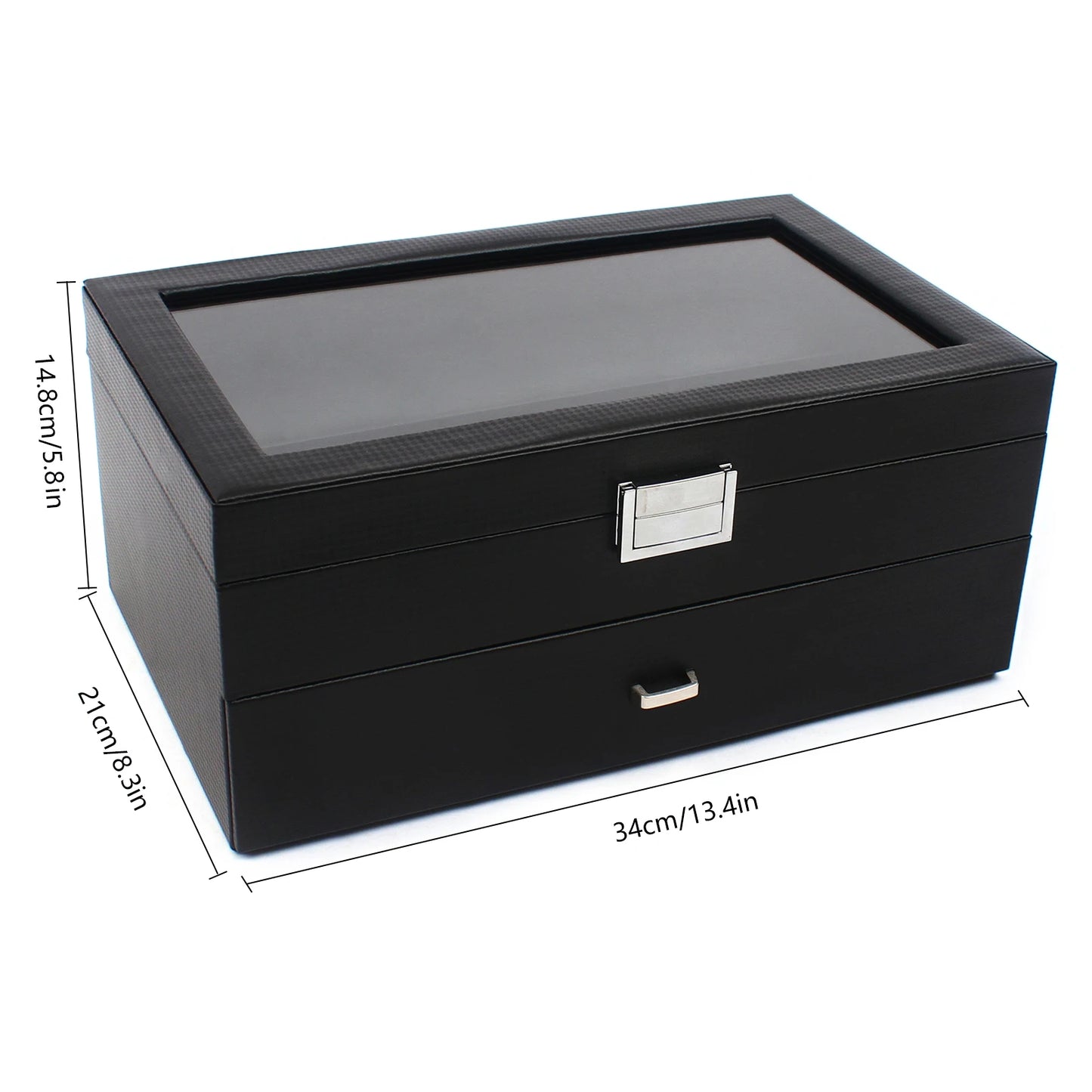 Elegant 2-Layer Watch Box for Men - 24 Compartments Watch Display Case with Glass Top 5