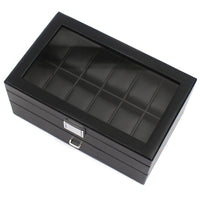 Elegant 2-Layer Watch Box for Men - 24 Compartments Watch Display Case with Glass Top 6