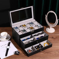 Elegant 3-Layer Watch Organizer Box for Men - PU Leather Storage for Watches and Jewelry 0