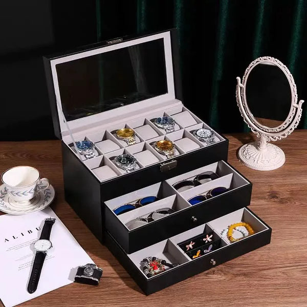 TIMEVAULT – Organizador elegante de relojes de 3 capas para hombres