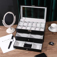 Elegant 3-Layer Watch Organizer Box for Men - PU Leather Storage for Watches and Jewelry 3
