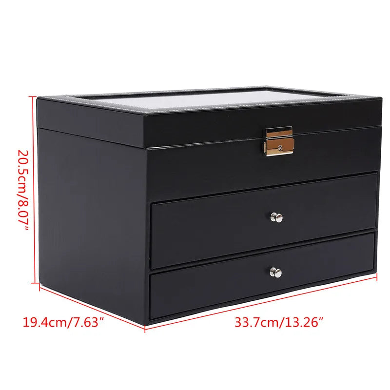 Elegant 3-Layer Watch Organizer Box for Men - PU Leather Storage for Watches and Jewelry 4