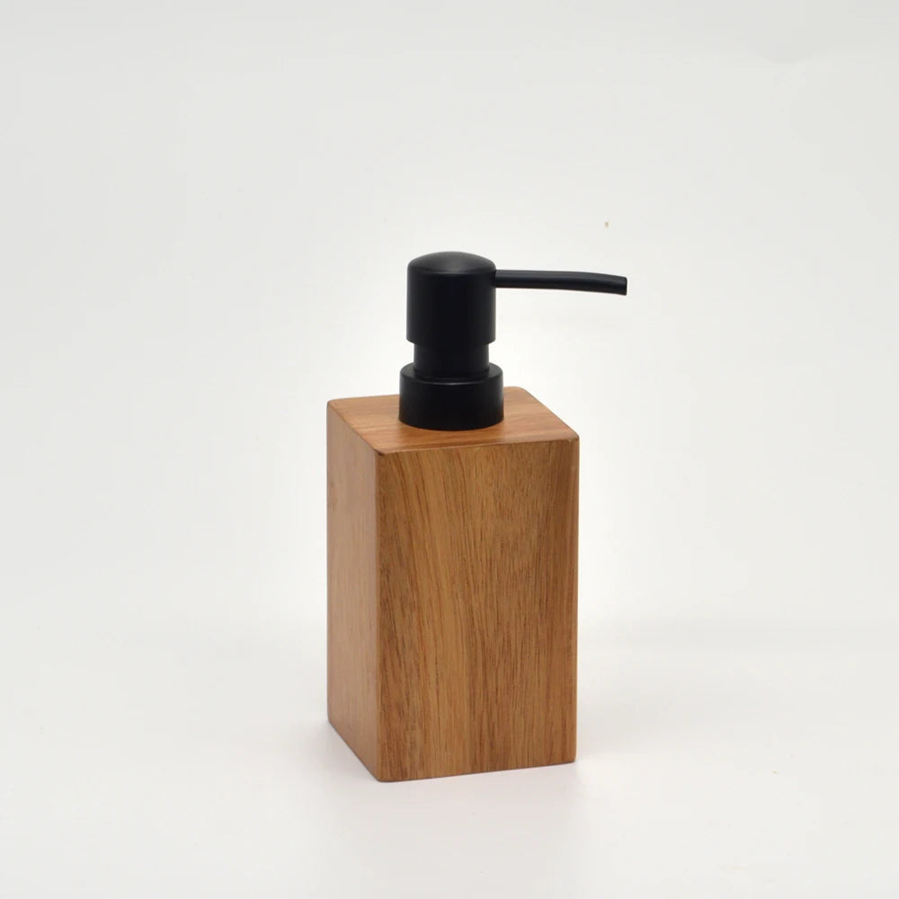 Elegant Acacia Wood Bathroom Accessories Set - Soap Dispenser, Toothbrush Holder, Soap Dish 2