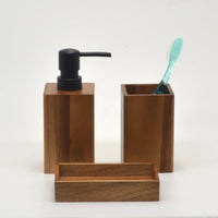 Elegant Acacia Wood Bathroom Accessories Set - Soap Dispenser, Toothbrush Holder, Soap Dish 7