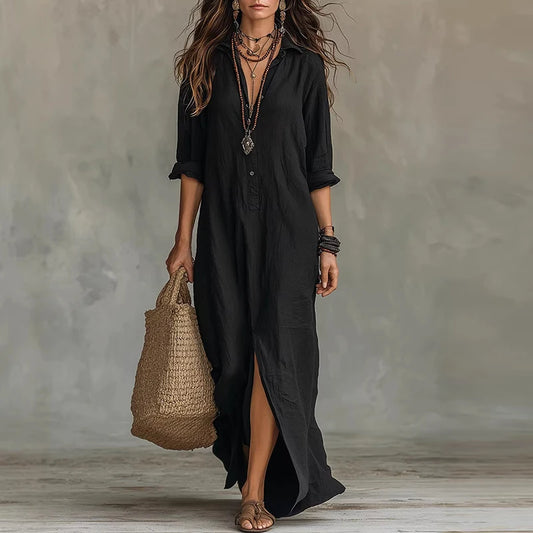 Elegant Boho Maxi Dress for Women - Casual Long Sleeve Beachwear 1