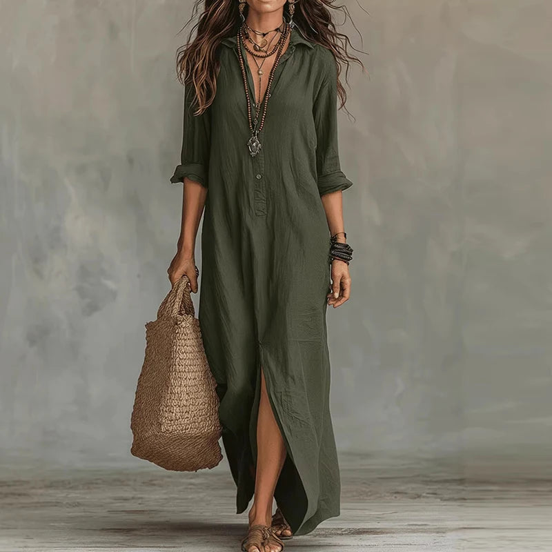 Elegant Boho Maxi Dress for Women - Casual Long Sleeve Beachwear 2