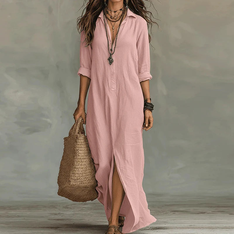 Elegant Boho Maxi Dress for Women - Casual Long Sleeve Beachwear 4