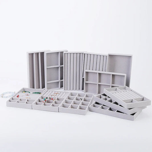 Elegant Flocking Jewelry Box for Women - 8-Piece Jewelry Organizer Set 0