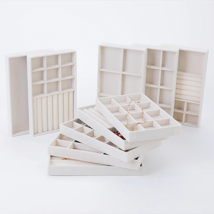 Elegant Flocking Jewelry Box for Women - 8-Piece Jewelry Organizer Set 1