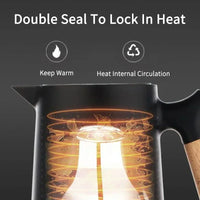 Elegant Insulated Kettle - 1L Hot Water Bottle with Wooden Handle 4