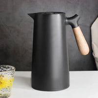 Elegant Insulated Kettle - 1L Hot Water Bottle with Wooden Handle 6