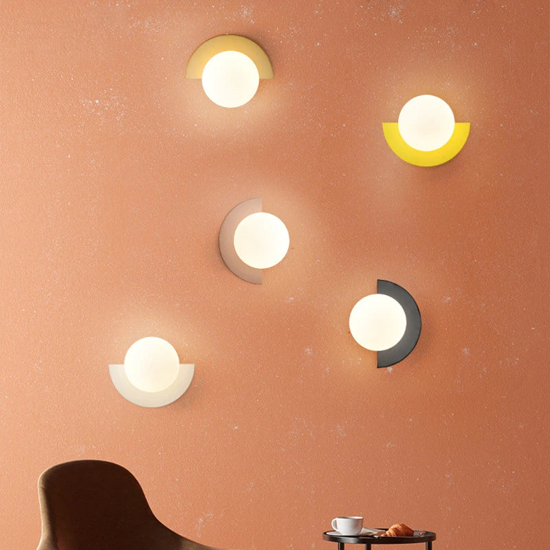 Elegant LED Wall Sconce - Modern Plastic Ball Lampshade for Bedroom & Corridor 1