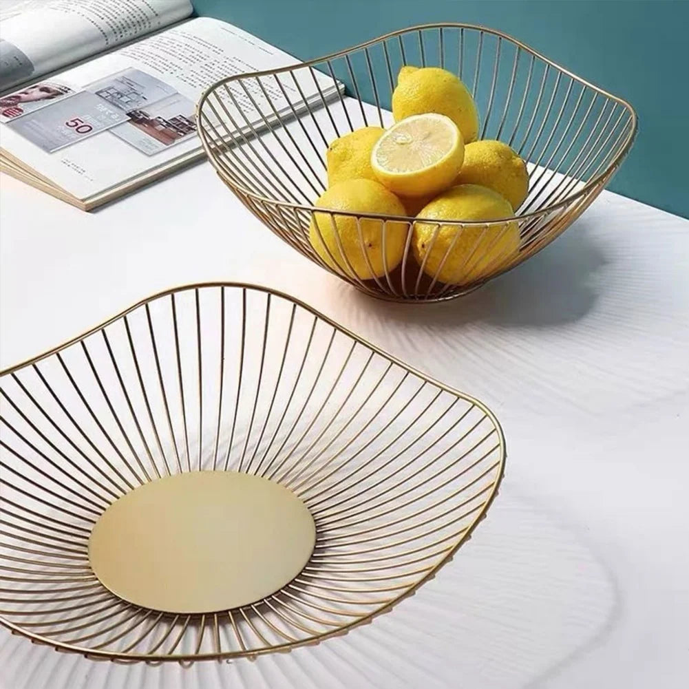 Elegant Metal Fruit Basket - Multi-Size Iron Storage Bowls for Kitchen Organization 3