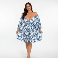 Elegant Plus Size V-Neck Floral Print Maxi Dress for Summer Vacations 1