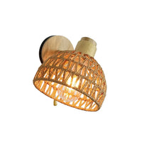 Elegant Rattan Wall Sconce Light - Japanese Woven Design for Bedroom & Living Room 1