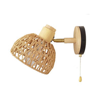 Elegant Rattan Wall Sconce Light - Japanese Woven Design for Bedroom & Living Room 3