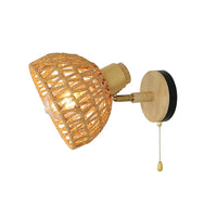 Elegant Rattan Wall Sconce Light - Japanese Woven Design for Bedroom & Living Room 4
