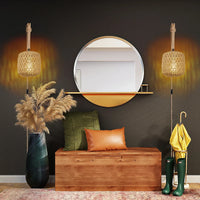 Elegant Rattan Wall Sconce Lighting - Woven E27 Wall Lamp for Bedroom & Living Room 2