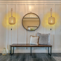 Elegant Rattan Wall Sconce Lighting - Woven E27 Wall Lamp for Bedroom & Living Room 3