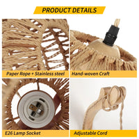 Elegant Rattan Wall Sconce Lighting - Woven E27 Wall Lamp for Bedroom & Living Room 4